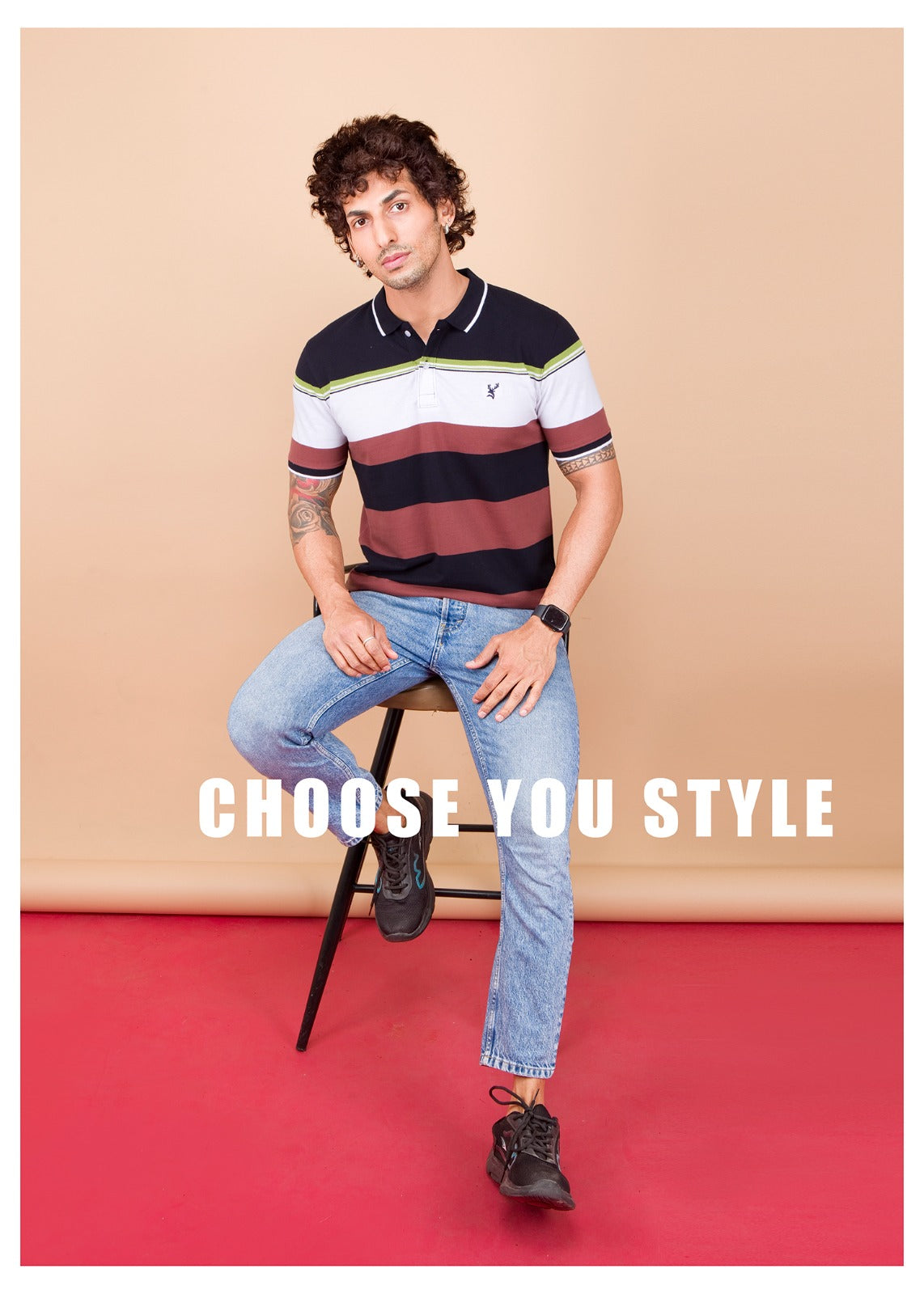 Stripes Collar TShirt For men