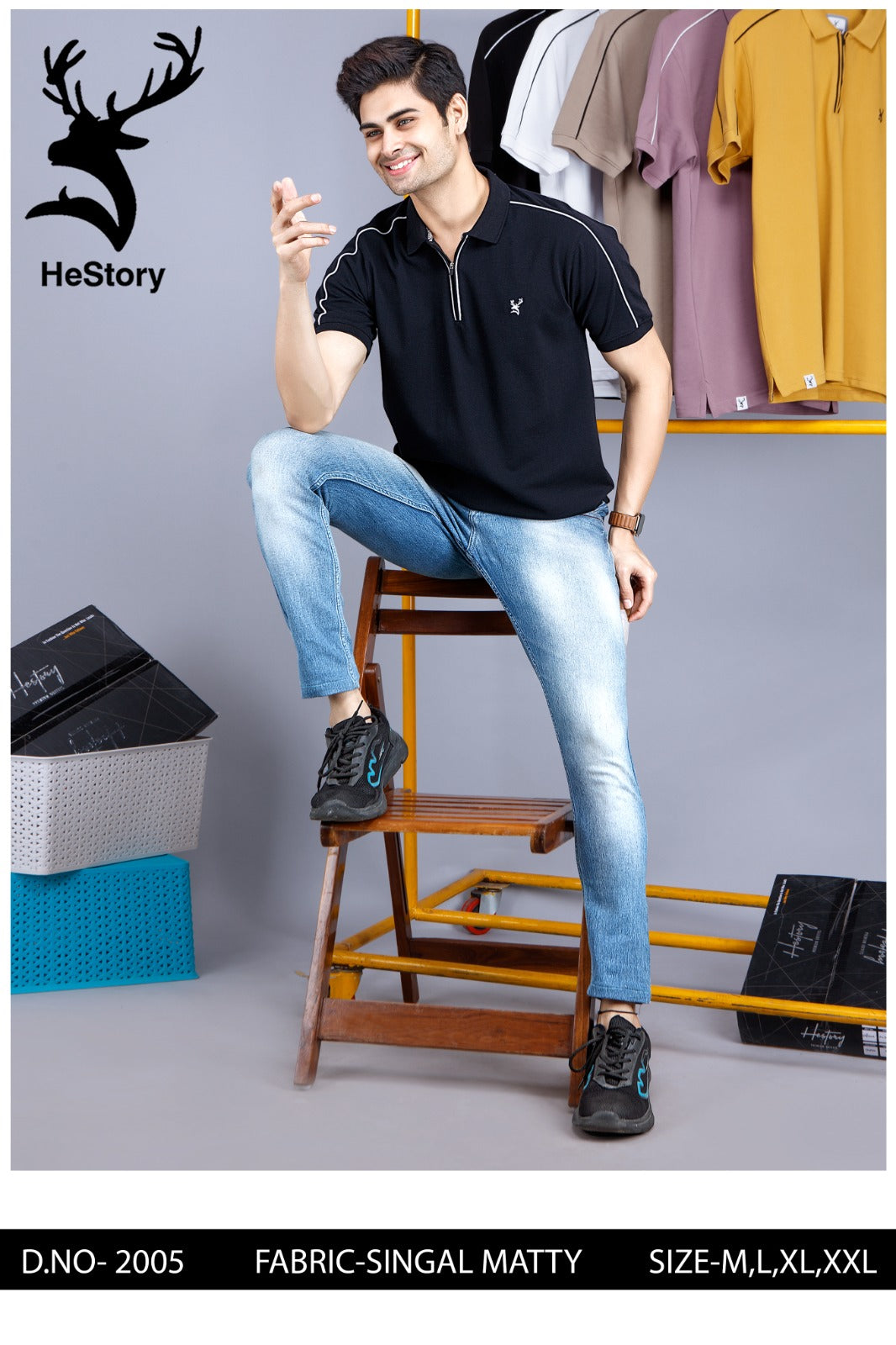 Hestory Plain Polo Navy Blue