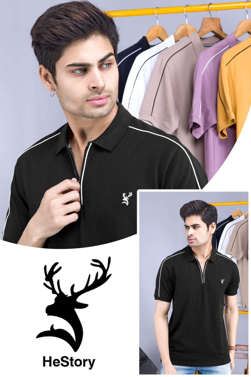 Hestory Plain Polo Black