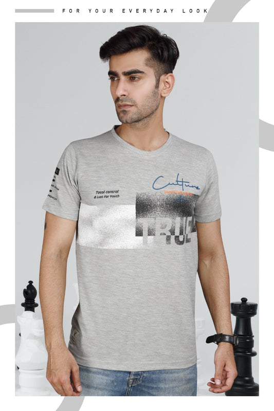 Noise Series Grey Printed T-Shirt