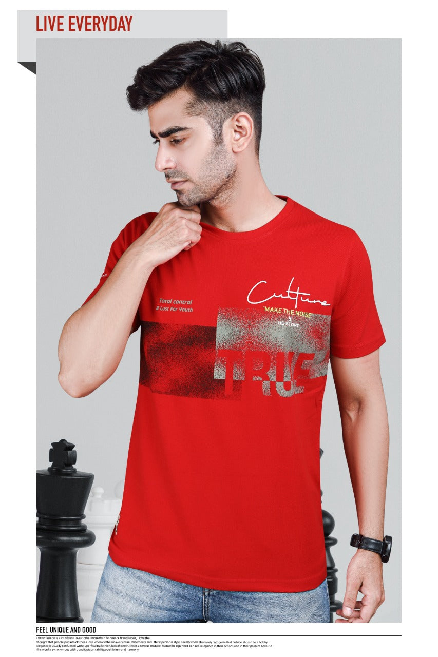 Noise Series Red Printed  T-Shirt