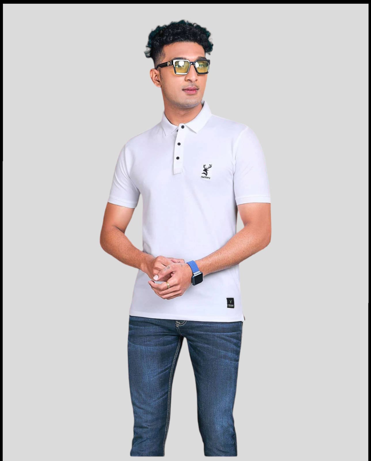 Hestory Solid Polo White T-Shirt