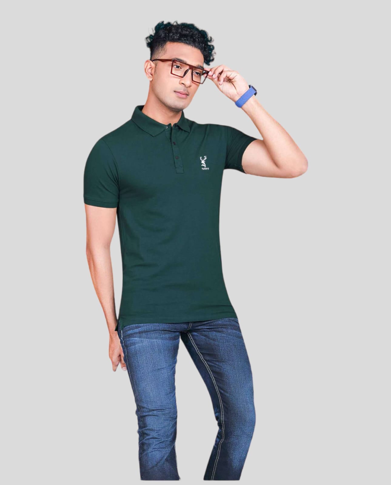 Hestory Solid Polo Olive Green t-Shirt