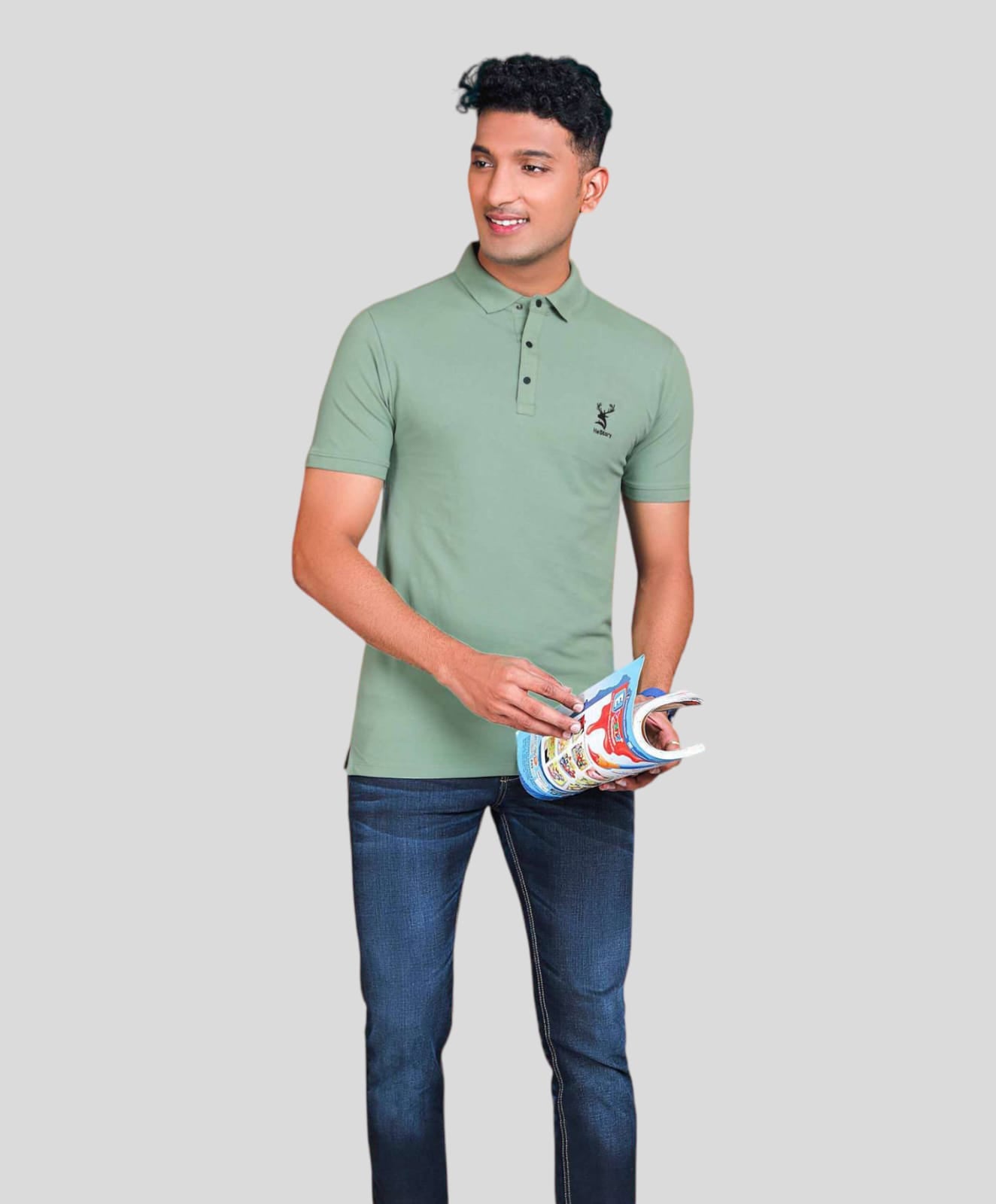 Hestory Solid Polo Cascade Green t-Shirt