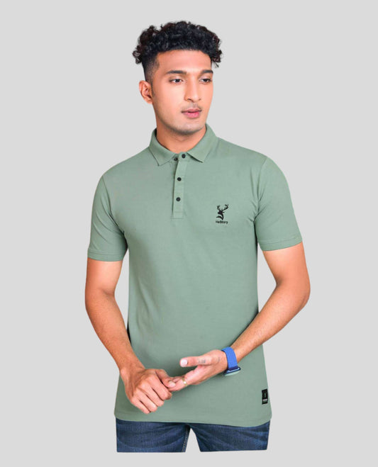 Hestory Solid Polo Cascade Green t-Shirt