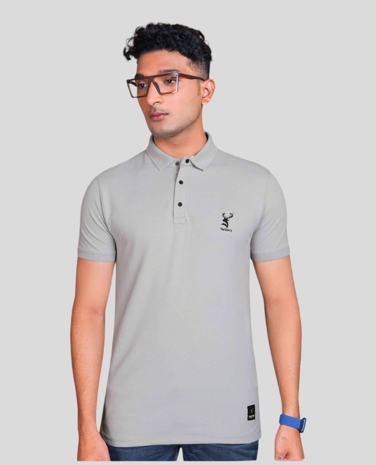 Hestory solid Polo Cloud Grey T-Shirt