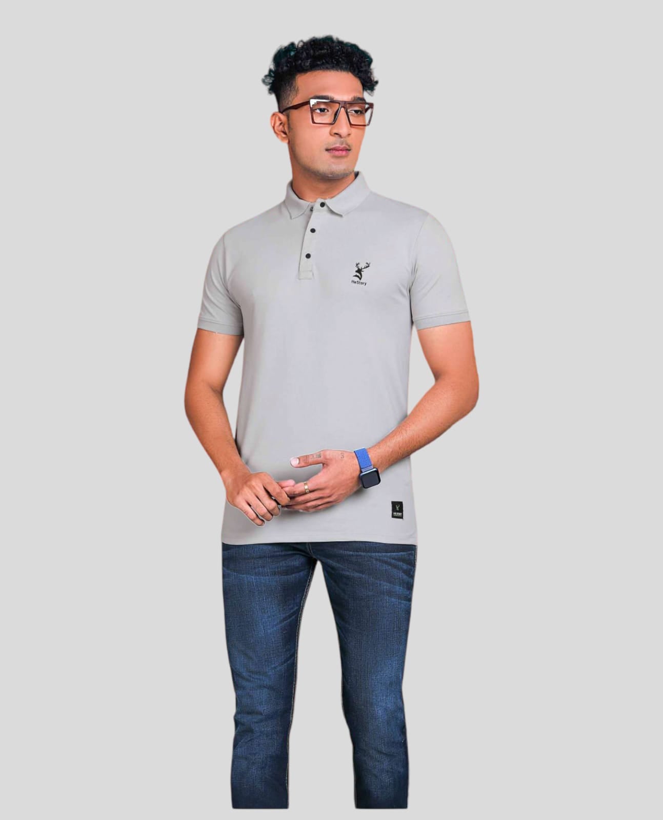 Hestory solid Polo Cloud Grey T-Shirt