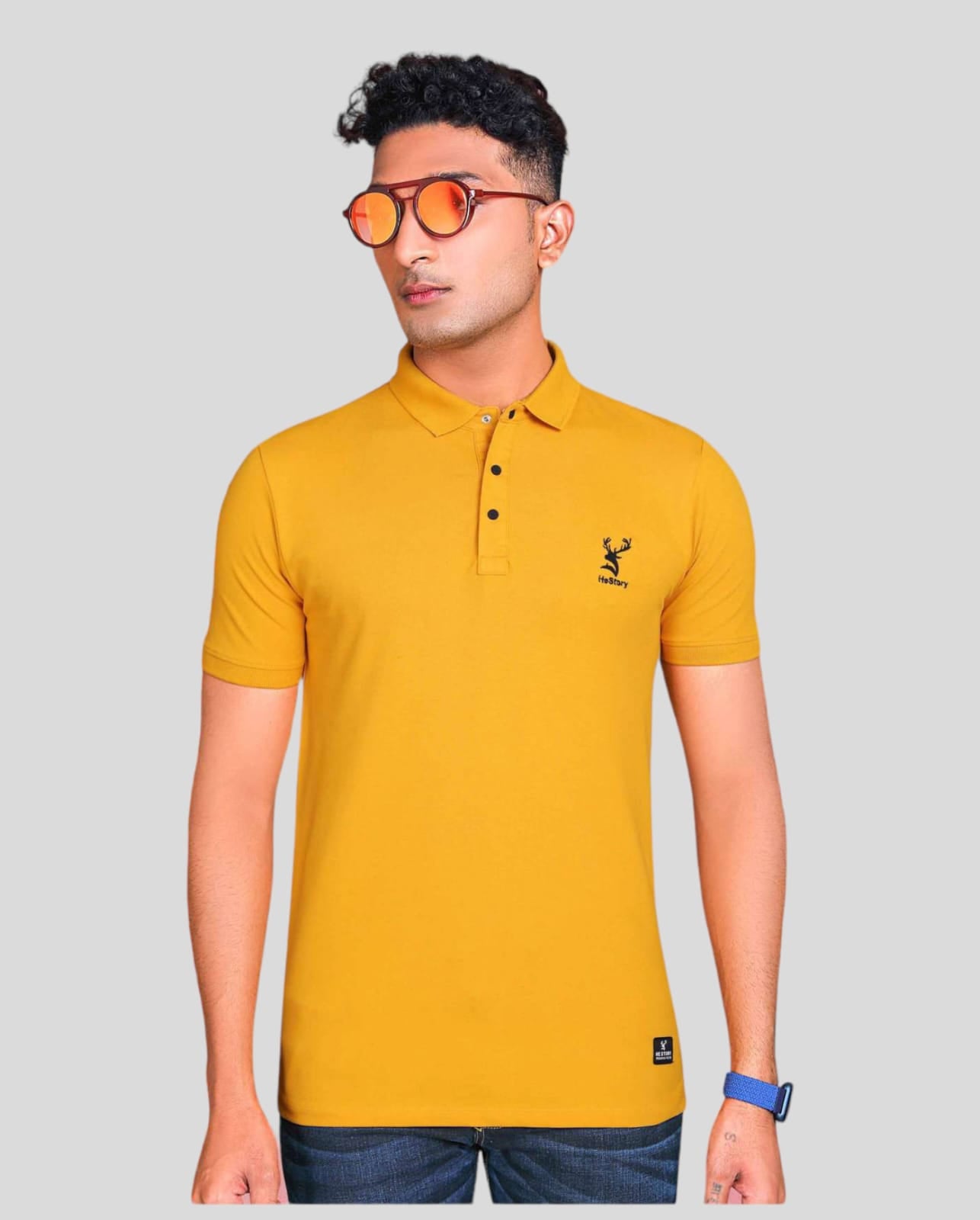 Hestory Solid Polo Butterscotch Yellow T-Shirt