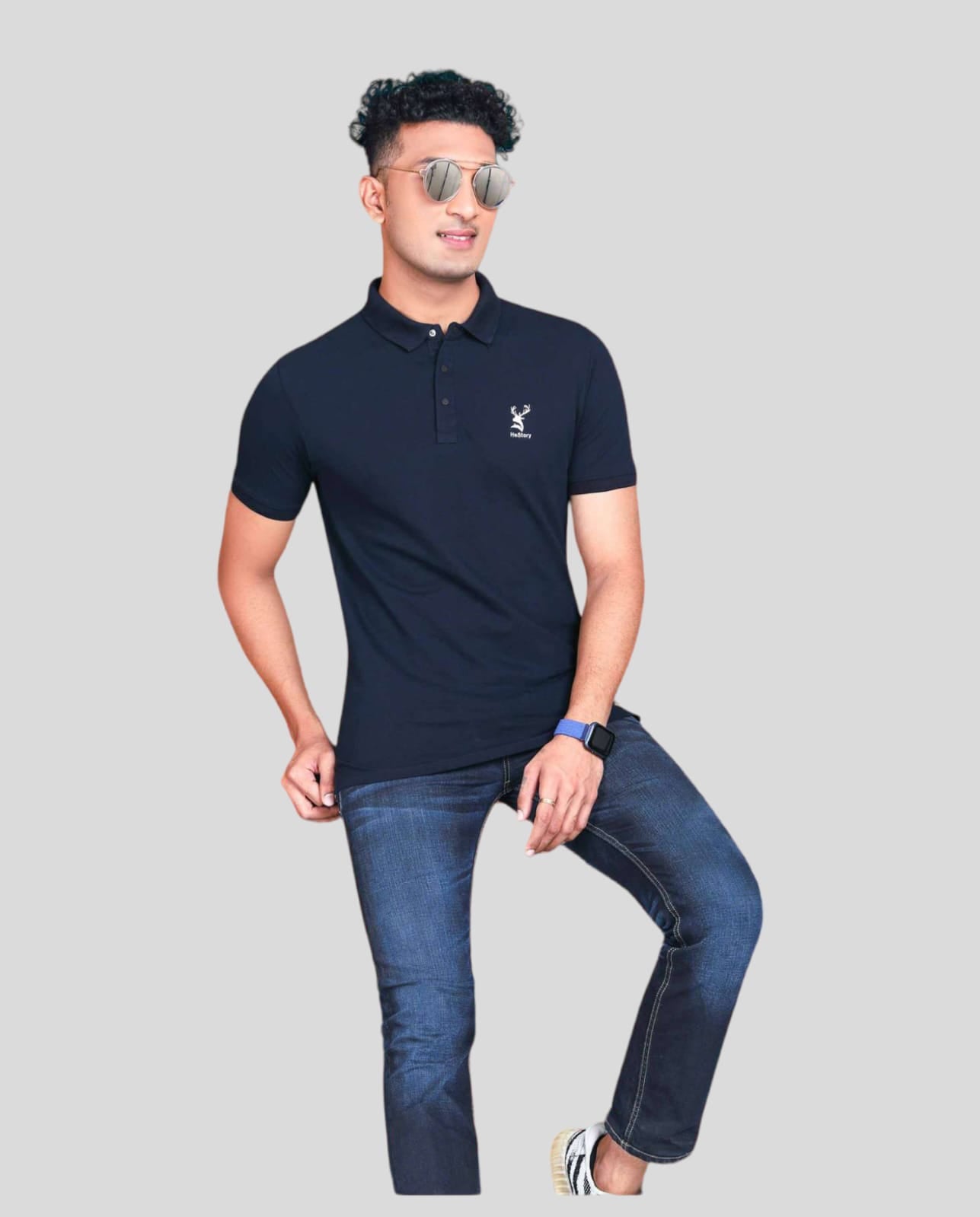 Hestory Solid Polo Ebony Clay T-Shirt