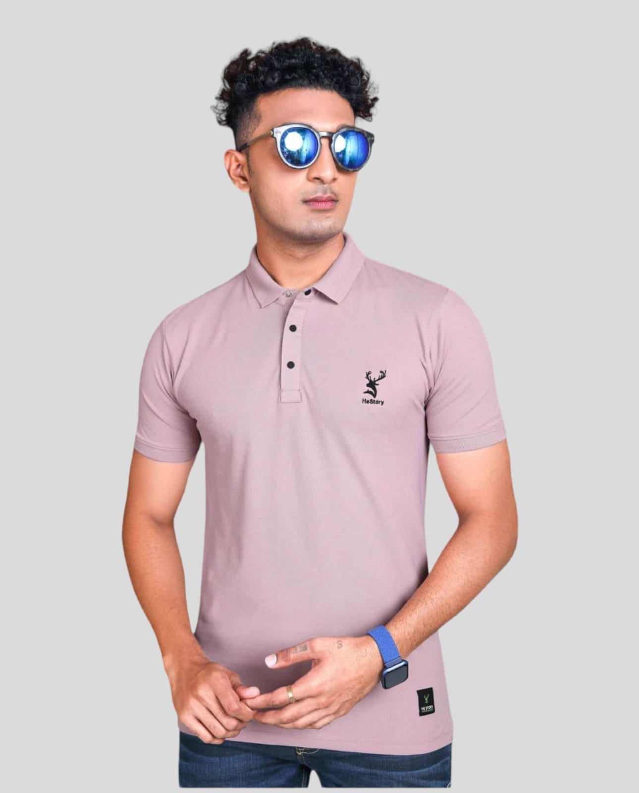 Hestory Solid Polo Languid Lavender T-Shirt