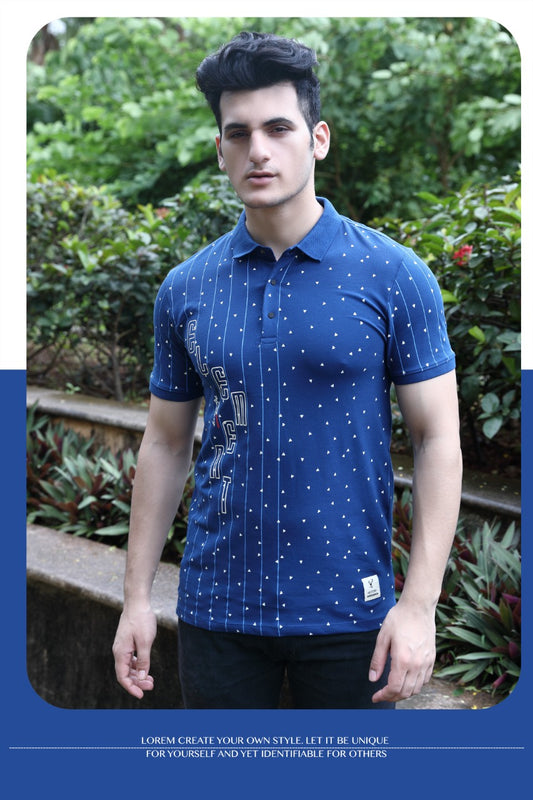 Matty Lycra Polo T-Shirt Mid Blue 1164