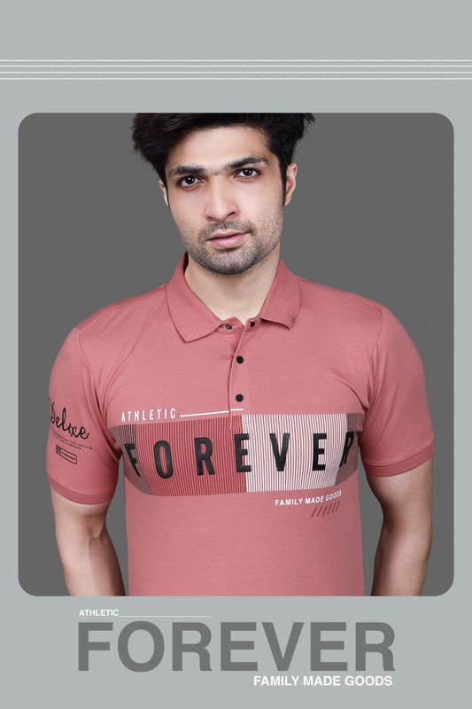 Matty Lycra Polo Neck T-Shirt Oriental Pink 1136