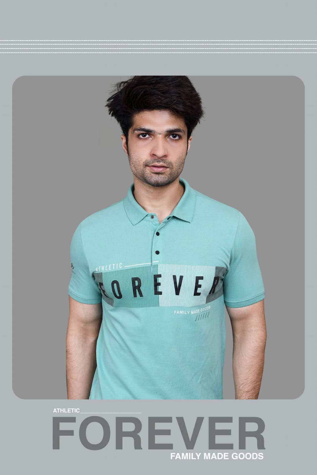 Matty Lycra Polo Neck T-Shirt  Aqua Blue 1136