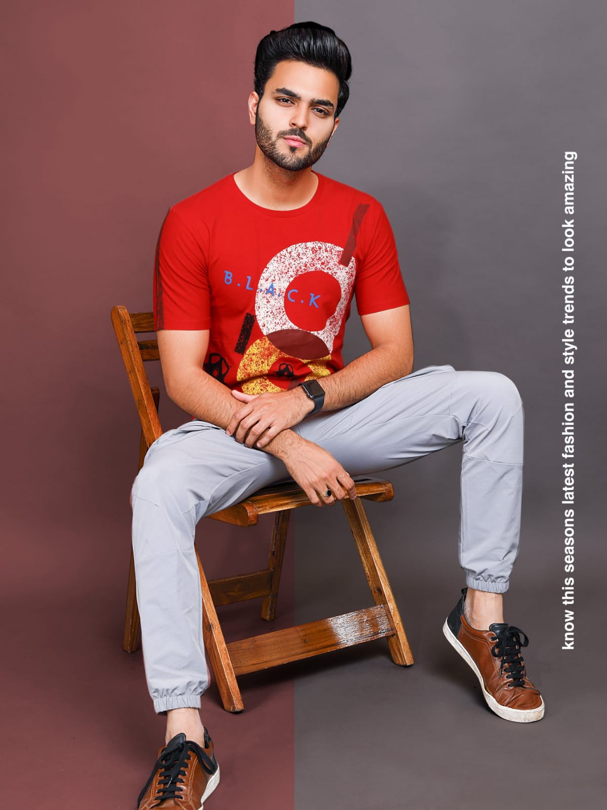 Round Neck Cotton Lycra T-Shirt Milano Red 1057