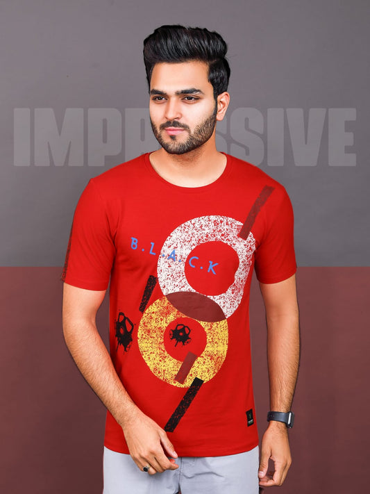 Round Neck Cotton Lycra T-Shirt Milano Red 1057