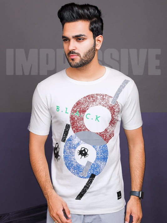 Round Neck Imported Cotton Lycra T-Shirt White Smoke 1057